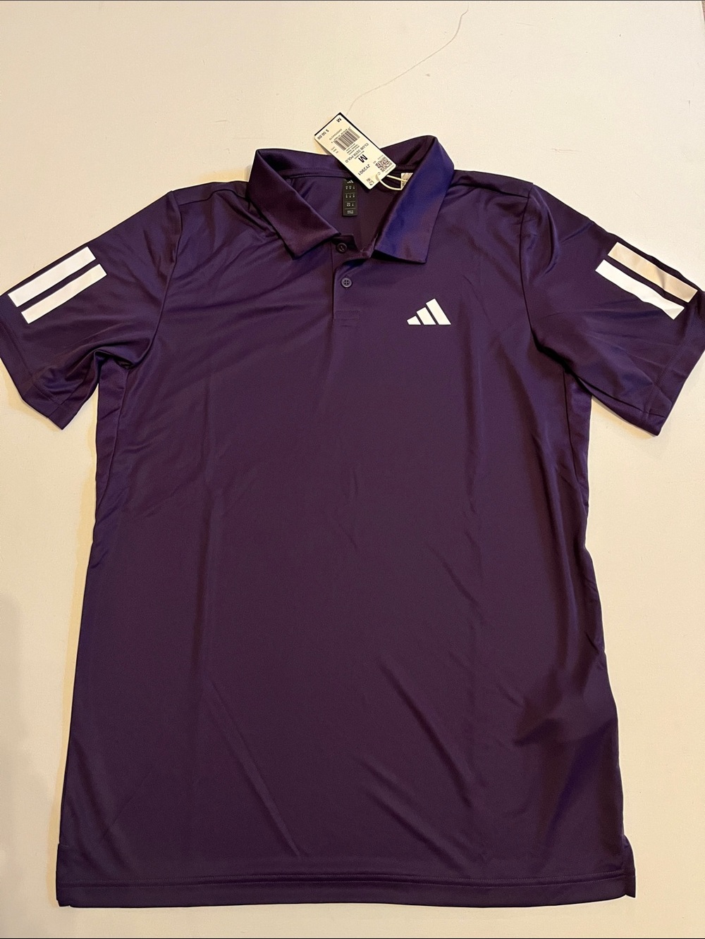 adidas Club Tennis Shirt Mens M 3 Stripes Short Sleeve Polo Plum Purple  NWT $50
